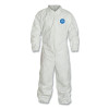 DuPont Tyvek TY125S-2X Tyvek 400 Coveralls, Serged Seams, Collar, Elas Waist, Elas Wrists/Ankles, Front Zip, Storm Flap, WH, 2XL, Std