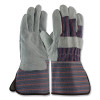 PIP 84-7632/L Split Cowhide Leather Palm Fabric Back Gloves, Large, Blue/Red/Gray/Black