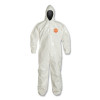 DuPont Tychem SL127BWH2X001200 Tychem 4000 Coverall, Bound Seams, Attached Hood, Elastic Wrist and Ankles, Zipper Front, Storm Flap, White, 2X-Large