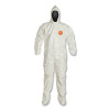 DuPont Tychem SL122B-LG Tychem 4000 Coverall, Attached Hood and Sock, Elastic Wrists, Zipper, Storm Flap, White, Large
