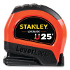 Stanley STHT30818S LeverLock Tape Measure, Magnetic, High-Visibility, 1 in W x 25 ft L, Orange/Black