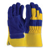 PIP 78-7863B/XL Premium Split Cowhide Leather Palm Gloves with Thick Fleece Pile Lining, X-Large, Blue/Yellow