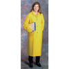 West Chester PVC Raincoat, 35ml PVC over Polyester, Length: 48" OAL, Color: Yellow, Snap front closures with storm flap, Two outside pockets with flaps, Vented cape back with storm flap, Detachable hood and Corduroy collar, Size: XX-Large