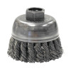 Weiler 13284 Single Row Heavy-Duty Knot Wire Cup Brush, 2 3/4 in Dia., 3/8-24 UNF, .02 Steel