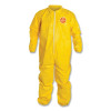 DuPont Tychem QC125S-LG Tychem 2000 Coverall, Serged Seams, Collar, Elastic Wrists and Ankles, Zipper Front, Storm Flap, Yellow, Large