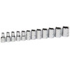 Socket Set, 12 Pieces, 1/4 Inch Dr, Shallow, 1/4 Inch Size