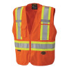 Pioneer V1021150UM 6935AU/6936AU/6937AU HV Zip-Up Snap Break Away Safety Vest, Medium, Orange