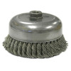 Weiler 13254 Single Row Heavy-Duty Knot Wire Cup Brush, 2-3/4 Dia., M10 x 1.5, .02 Stainless
