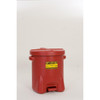 SAFETY OILY WASTE CANS, Polyethylene - Red w/Foot Lever, CAPACITY: 14 Gal.