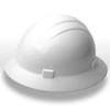 Safety Helmets, Americana Mega Ratchet Full Brim Safety Helmets HAT STYLE:  4-POINT NYLON SUSPENSION WITH RATCHET ADJUSTMENT, White