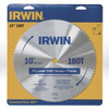 Irwin Circular Saw Blade, Type: Non-metal cut material, Size: 10" diameter, Bore Size: 5/8", TPI: 180, Material: Tempered alloy steel, Packaging: Carded