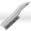 Hand Scratch Brush, Wooden Handle Wire Scratch Brush, Shoe Handle, .016" Stainless Steel, 4 Rows, Bulk Package