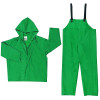 MCR Safety 3882XL 3882 Dominator 2-Piece Rain Suit, Jacket with Hood, Bib Pants, 0.42 mm PVC/Polyester, Green, X-Large