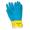Gloves, Chem Tech, X-Large, Latex, Yellow on Blue, 12 Inch L