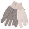 Gloves, Dotted, Large, Canvas, Natural, Knit Wrist Cuff