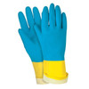 Gloves, Chem Tech, Large, Latex, Yellow on Blue, 12 Inch L