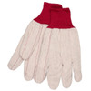 Gloves, Double Palm, Large, Canvas, White, Knit Wrist Cuff