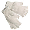 Gloves, Fingerless, Large, Cotton Polyester Blend, Natural