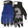 Mechanics Gloves, Large, Synthetic, Blue