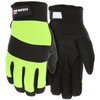 Mechanics Gloves, Small, Synthetic, Black/Lime