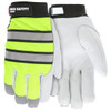 Mechanics Gloves, Large, Leather, White