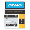 DYMO 1805437 Industrial Rhino Vinyl Label Cartridge, 3/8 in W x 18 ft L, White Print on Black Background
