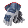 Protective Industrial Products A/B Grade Select Shoulder Split Cowhide Leather Palmp- Blue & Green, 10dz/case, Size large