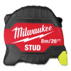 Milwaukee Tool 48-22-1426 STUD Tape Measure, 8 m/26 ft, Metric/SAE, Two-Sided Printing, Hi-Vis Blade, Red/Black