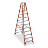Werner T7412 Fiberglass Twin Stepladder, T7412, Type IAA, 12 ft L, 16 ft Reach, 35.5 in W, 375 lb Load Capacity Per Side, Orange