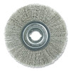 Weiler 1809 Narrow Face Crimped Wire Wheel, 8 in dia, 3/4 in W, 0.0118 in Bristle dia, Stainless Steel, 6000 RPM