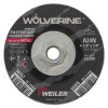 Weiler 56455 Wolverine Grinding Wheel, 4-1/2 in dia x 5/8 in-11 UNC Arbor x 1/4 in Thick, AO, 24N