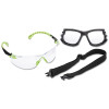 3M Solus 1000 Series S1201SGAF Safety Glasses Kit Foam Strap Clear Scotchgard Anti-Fog Green Black