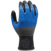 SHOWA 376M07 376 General Purpose Nitrile/Nitrile Foam Coated Palm Gloves, 7/Medium, Black/Blue