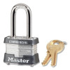 Master Lock 3KALF0536 No. 3 Laminated Steel Padlock, 9/32 in dia, 5/8 in W x 1-1/2 in H Shackle, Silver/Gray, Keyed Alike, Keyed 0536