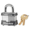 Master Lock 3KA3212 No. 3 Laminated Steel Padlock, 9/32 in dia, 5/8 in W x 3/4 in H Shackle, Silver/Gray, Keyed Alike, Keyed 3212