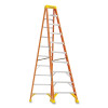 Werner 6210 Fiberglass Stepladder, 6210, Type IA, 10 ft L, 30.36 in W, Single-Sided, 300 lb Load Capacity, Orange/Yellow