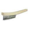Weiler 44432 V-Groove Hand Wire Scratch Brush, 13.7 in L, 3 x 14, Stainless Steel, Curved, Hardwood