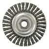 Weiler 36219 Wolverine Knot Wire Wheel, Stringer Bead Twist, 4 in dia x 3/16 in W Face, 5/8 in-11 UNC, 0.020 in SS Wire, 20000 RPM