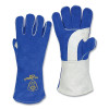 Tillman 1250 Stick Welding Gloves, 1250, Premium Side Split Cowhide Palm/BOH/Cuff, Lg, Blue/Pearl, 14 in L Cuff