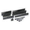 GEARWRENCH 84903 Impact Socket Set, 1/4 in Dr, 6-point, SAE/Metric, 3/16 in to 15 mm, 71-Pc Deep/Standard Lengths, Incl Univ Jt/Blow Mold Case