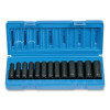 Grey Pneumatic 1213MD Impact Socket Set, 3/8 in Dr, Metric, 6-point, 7 mm to 19 mm, 13-Pc Deep Length