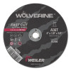 Weiler 56099 Wolverine Cut-Off Wheel, Type 1, AO, 4 in dia x 3/8 in AH x 1/8 in Thick, 36T, 25 EA/BX