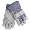 MCR Safety 1300 Select Shoulder Split Cow Golves, Large, Blue/Red/Blk Striped Fabric/Gray Leather