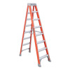 Louisville Ladder FS1508 FS1500 Series Fiberglass Stepladder, 8 ft L x 25-3/8 in W, 300 lb Capacity