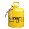 Justrite 7250220 Type II AccuFlow Safety Can Diesel 5 Gallon / 19 L Yellow 5/8 Inch Hose