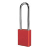 American Lock A1107RED Solid Aluminum Safety Lockout Padlock 1/4" Dia x 3" L x 3/4" W Red Single