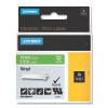 DYMO 1805414 Industrial Rhino Vinyl Label Cartridge, 1/2 in W x 18 ft L, White Print on Green Background