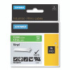 DYMO 1805414 Industrial Rhino Vinyl Label Cartridge, 1/2 in W x 18 ft L, White Print on Green Background