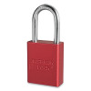 American Lock A1106KARED09278 Anodized Aluminum Safety Padlock, 1/4 in dia, 1-1/2 in L, 25/32 in W, Red, Keyed Alike, Keyed - 09278