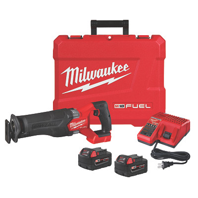 Milwaukee Tool 2821-22 M18 FUEL SAWZALL Cordless Reciprocating Saw, 18 V, M18 REDLITHIUM XC5.0, 1-1/4 in Stroke Length, Kit with 2 Battery Packs
